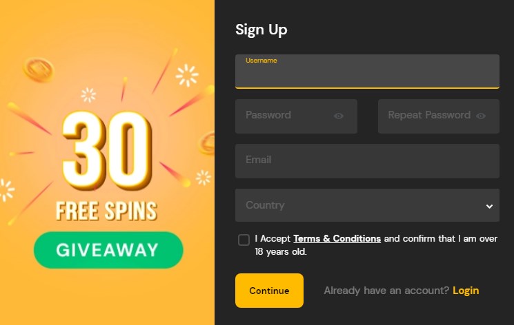 30 spins signup