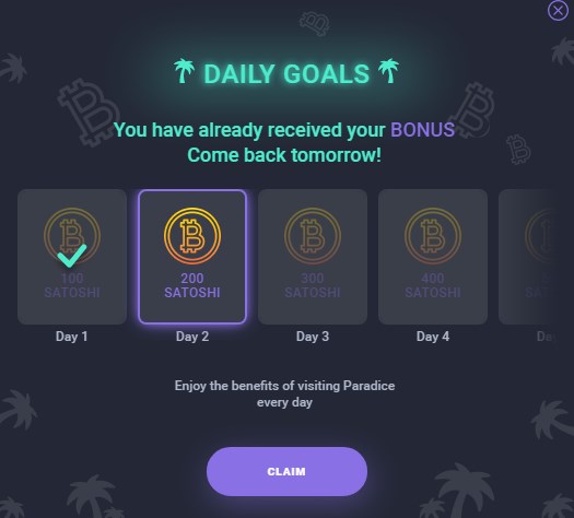 paradice daily bonus