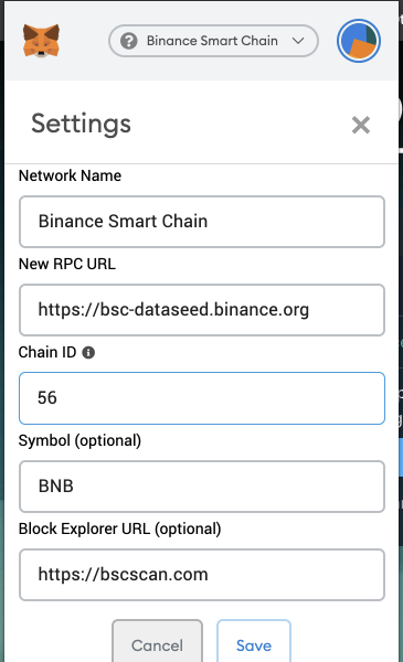 Metamask Binance smart Chain