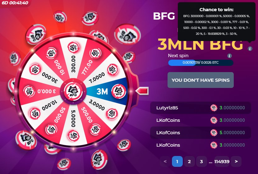 bfg party lucky wheel