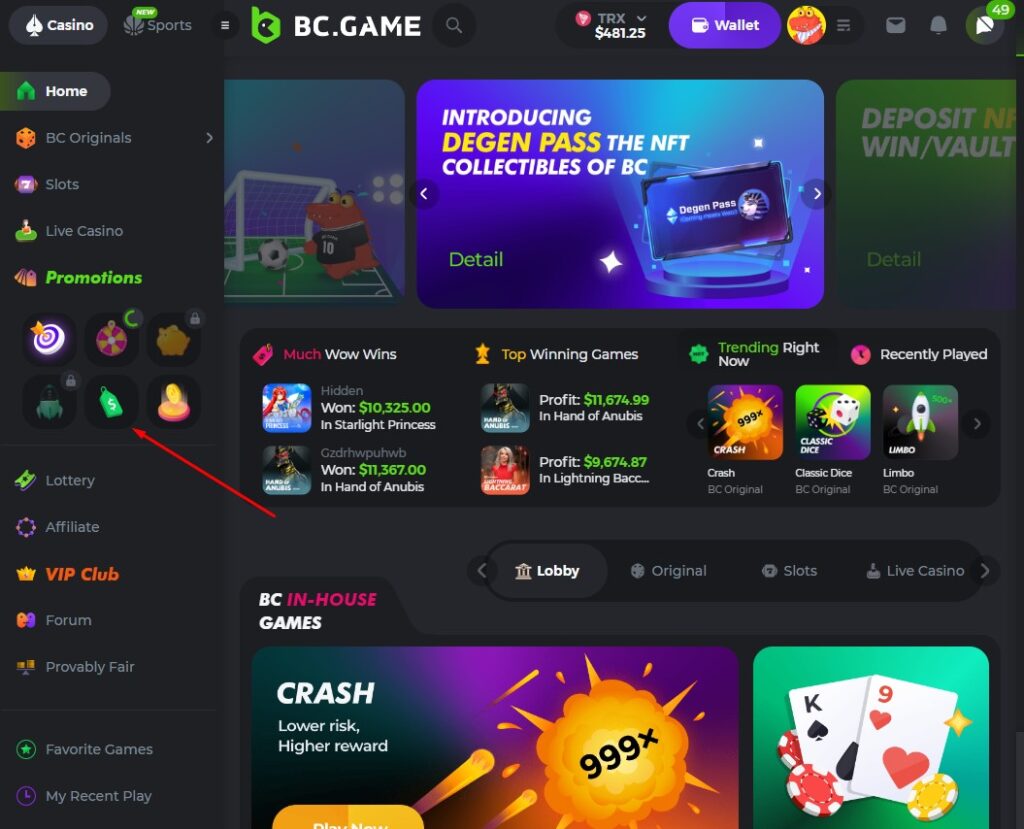 bc.game enter the shitcode