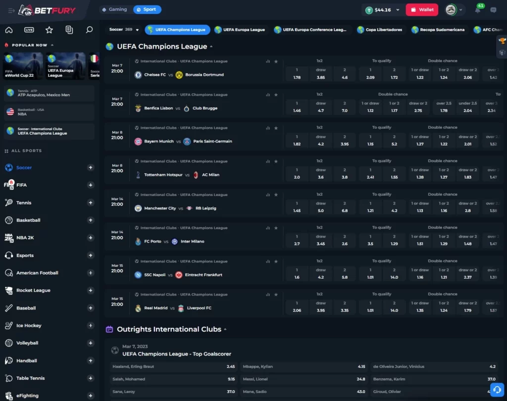 champions league betfury.io