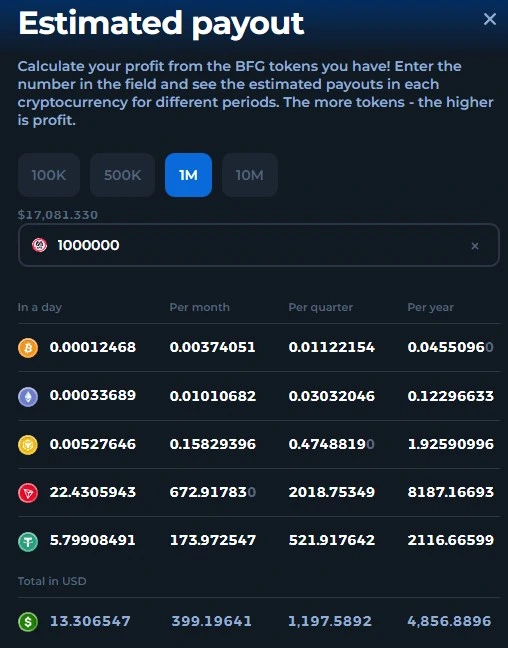 dividends betfury