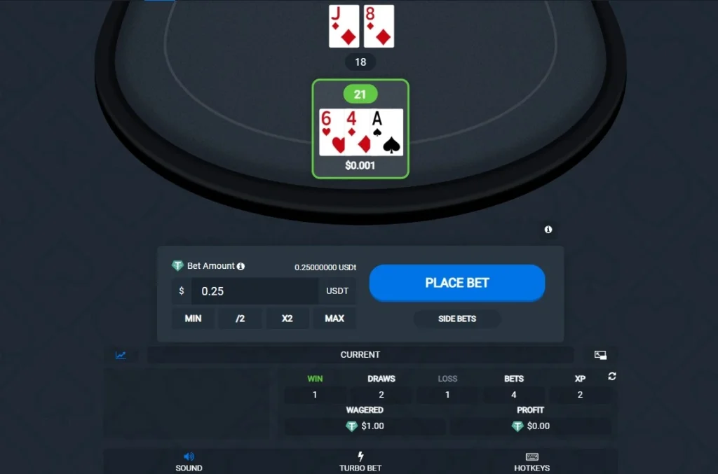 tether blackjack bitsler