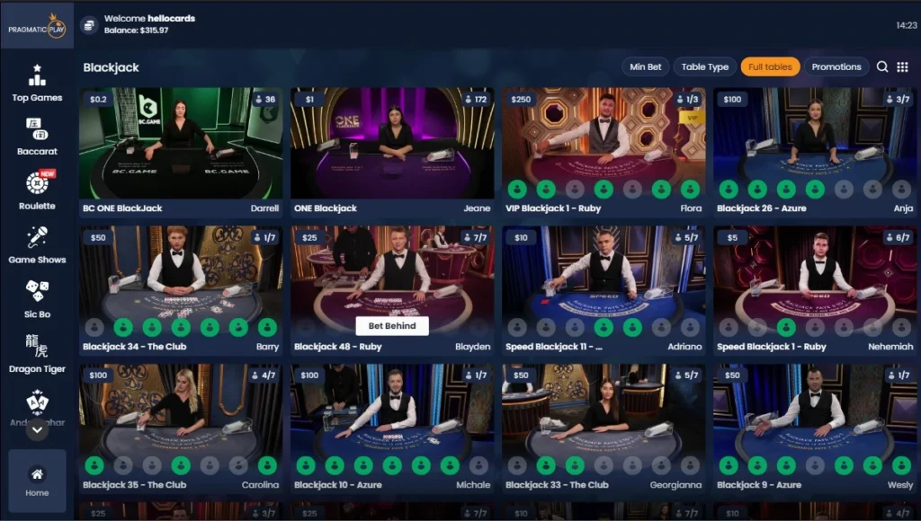 tether blackjack live