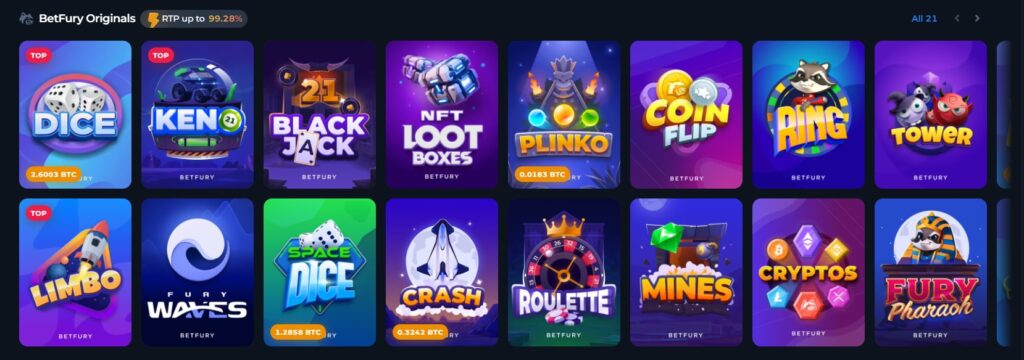 betfury in-house games