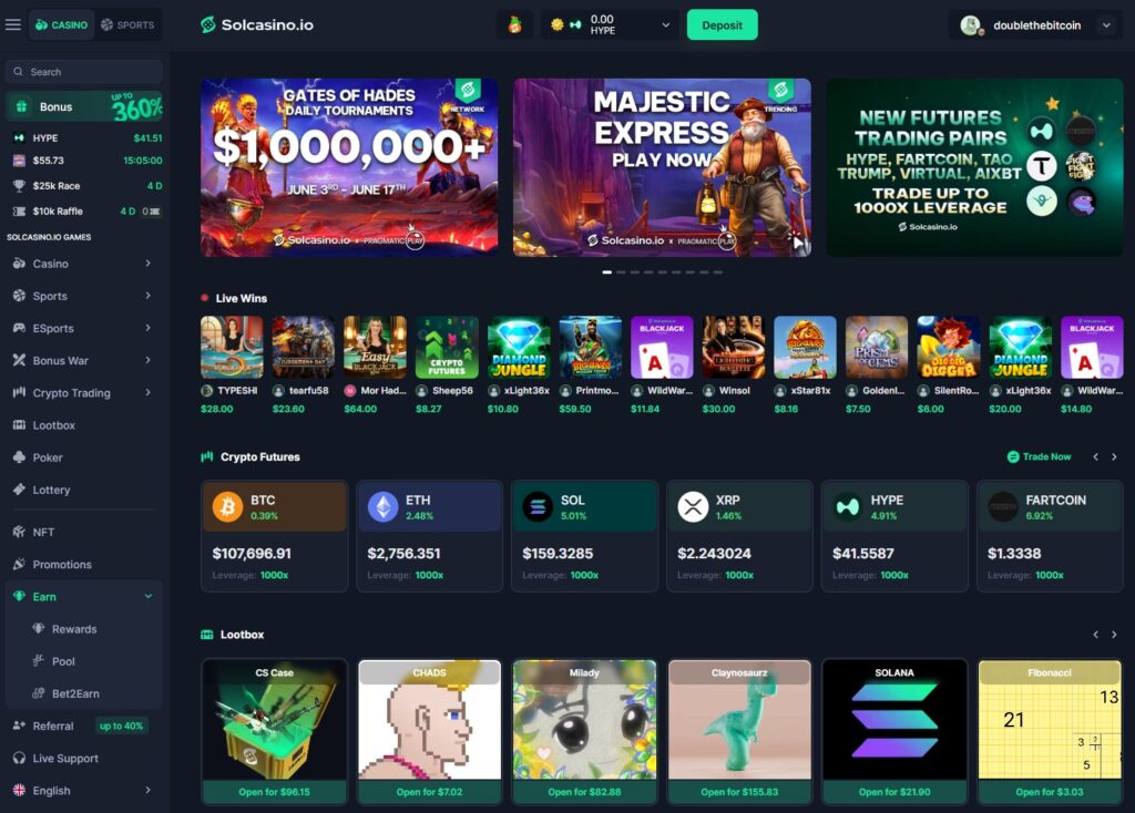 solcasino lobby hyperliquid