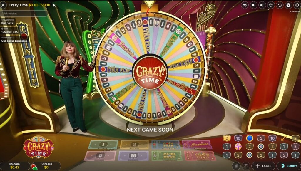 Evolution Gaming Crazy Time live game show wheel