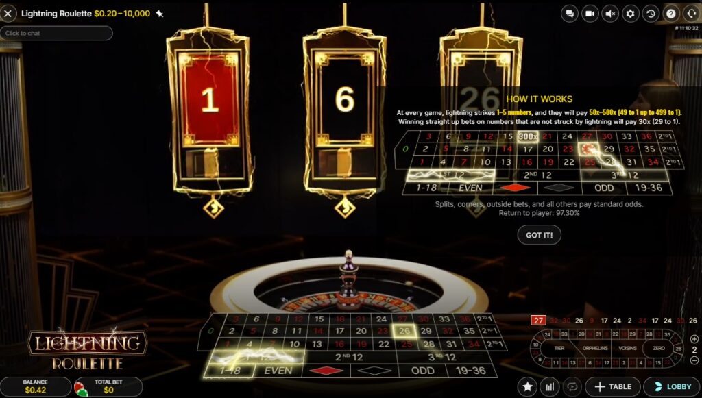 Evolution Gaming Lightning Roulette live casino table