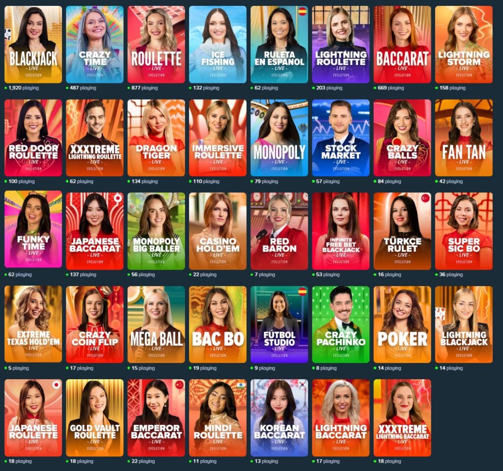 Stake crypto casino with Evolution Gaming live dealer games